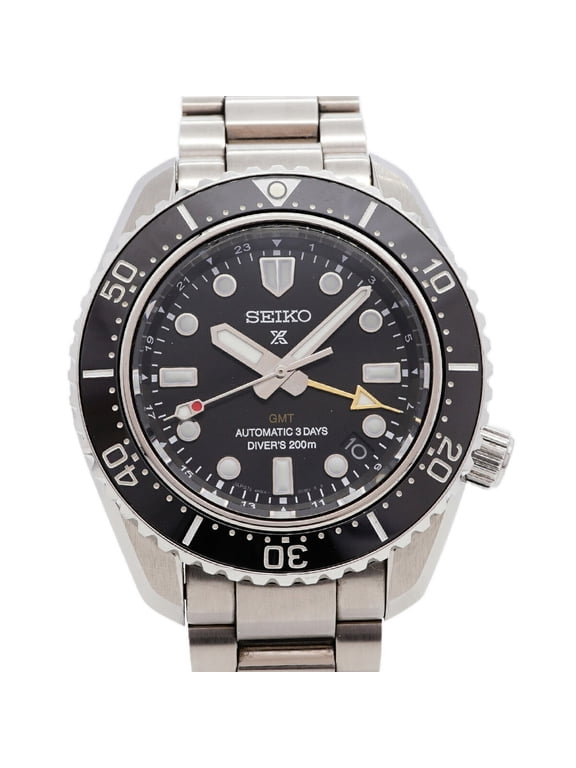 Pre-Owned Seiko Prospex Divers 1968 Heritage GMT SBEJ011 6R54-00D0 Black Dial Men's Watch