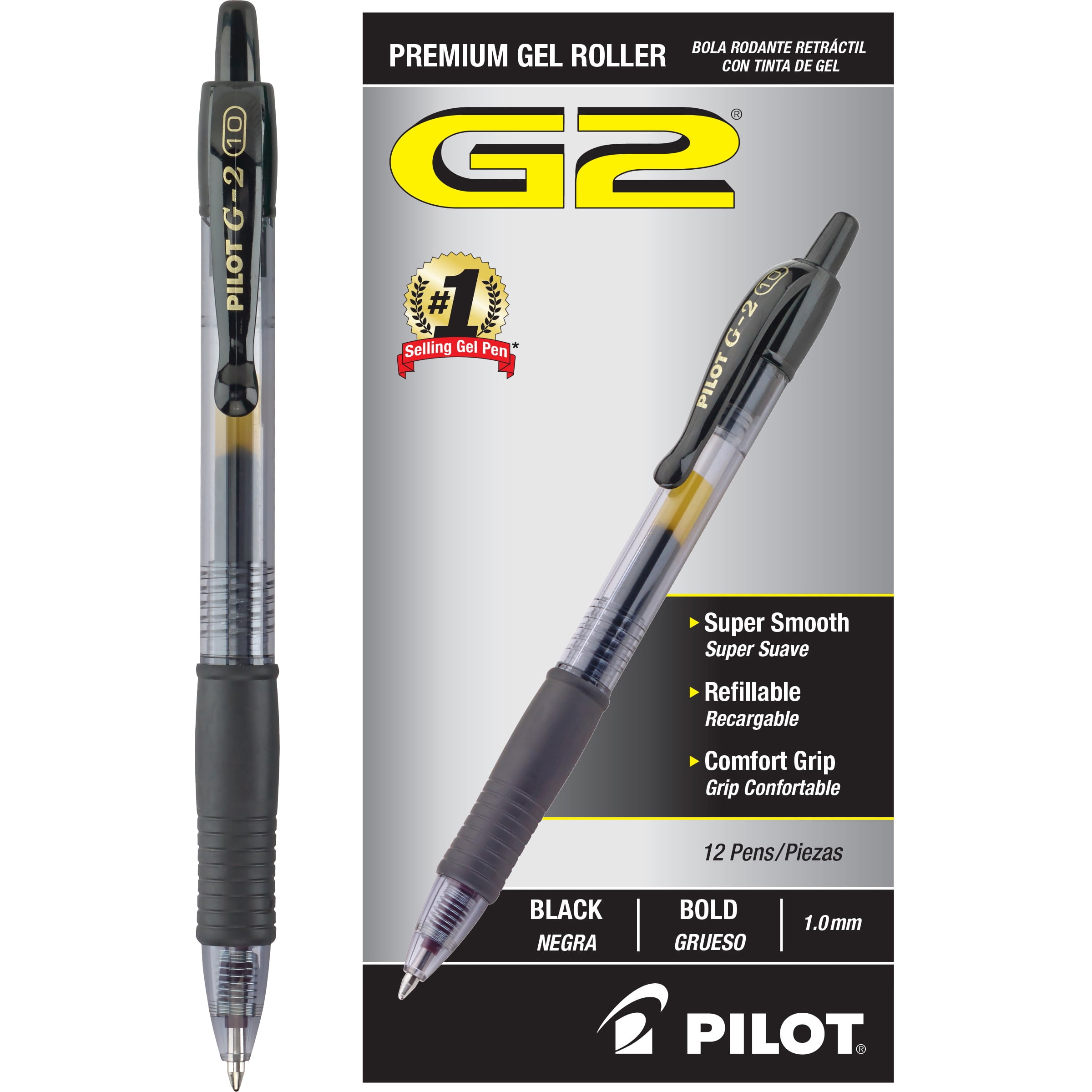 1 Black 12 Ct Retractable Gel Ball Pens