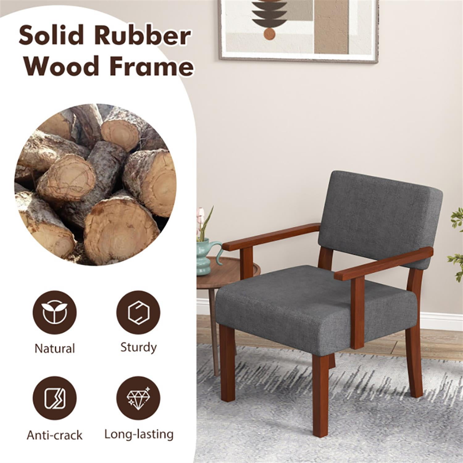 Demi Bonn Linen Accent Chair, Elegant Armchair with Soft Padded Seat and Backrest, Suitable for Living Room Bedroom Reception Room Office, Gray