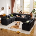thumbnail image 6 of BedLuxury 111.5” Modular Sectional Sofa with Corner Seat, Modern Chenille Deep Seat Couches for Living Room, Office, 5-Seat, Black, 6 of 7