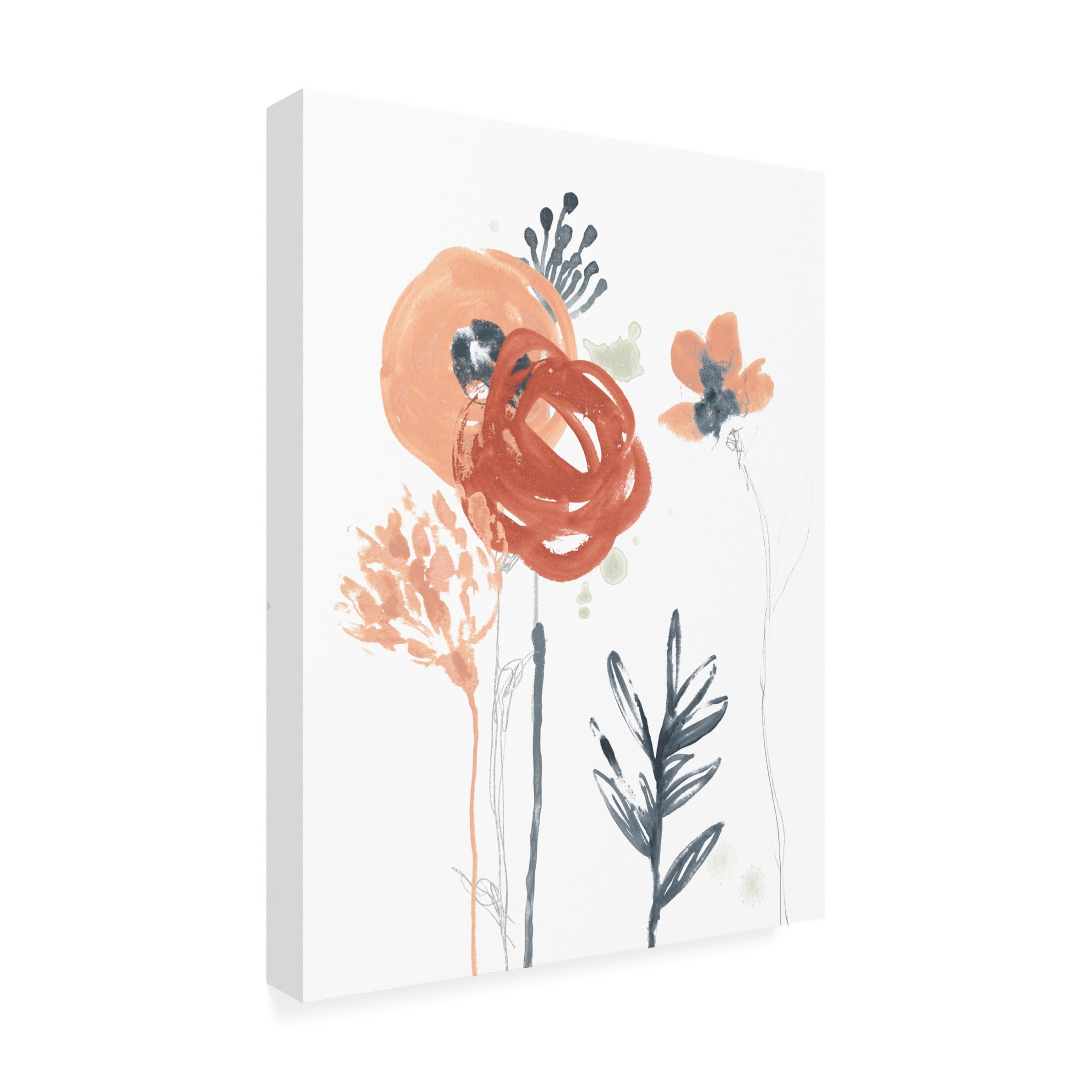 Canvas Wall Art - June Erica Vess 'Blush and Navy Floral I' Wall Art for Living Room, Bedroom, or Office Décor by Trademark Fine Art - 35 x 47 Inches
