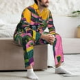 thumbnail image 7 of Susaid Retro Futuristic Landscape Print Men's Long Sleeve Pajama Set, Two-Piece Button-Down Loungewear PJs Set, Comfortable Sleepwear for Relaxation-X-Large, 7 of 7