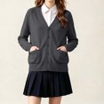 thumbnail image 4 of BXJX Girls Knit Cardigan Sweaters, School Uniform Cotton Long Sleeve Button Down Casual Cardigans with Pockets Dark Gray Size 7-8 T, 4 of 6