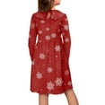 thumbnail image 3 of DISNIMO Girls Reindeer Christmas Dress for Children Girls Dresses with Collar Dress Girl Snowflake Christmas Dress for Red Long Sleeve Dress Kids Girls Soft Dress Girl Midi Dress Kids 9-10, 3 of 7