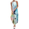thumbnail image 2 of SMihono Robe d'Été pour Femmes Grande Taille Mode Femmes Été Décontracté Imprimé Camisole Sans Manches Longue Robe, 2 of 6