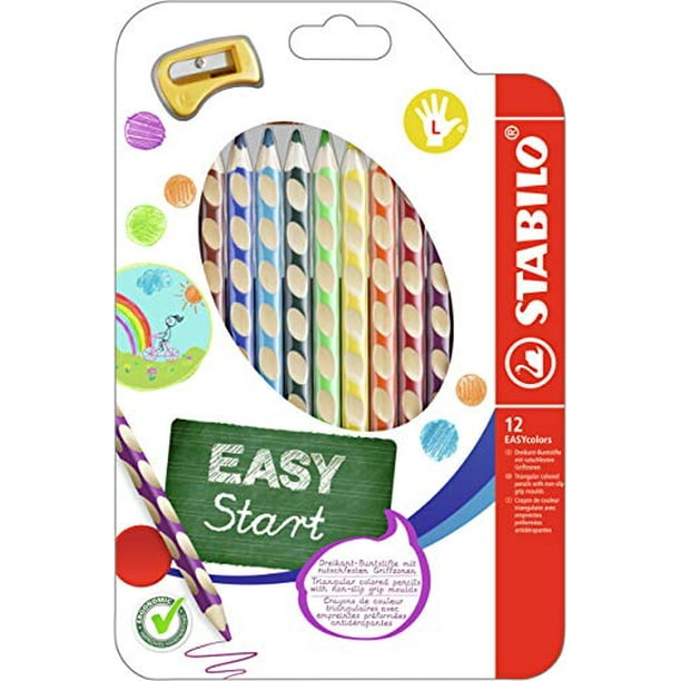 Intensief Bedankt geloof STABILO EASYcolors Colouring Pencils for Left-Handers Comfortable Grip with  Sharpener - Assorted Colours (Wallet of 12) - Walmart.com