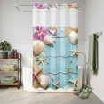 thumbnail image 6 of No Hook Shower Curtain with Built-in Rings - Beach Coastal Washable Waterproof Fabric Bathroom Curtains for Hotel,Rentals, Stall 36 X 78 Inch , Farmhouse Starfish Shell Blue, 6 of 9