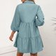 thumbnail image 2 of Mini vestido de mujer con botones de manga 3/4 vestido de túnica informal suelto de una línea Irfora Azul/Pequeña, 2 of 7