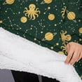 thumbnail image 3 of Oversized Wearable Blanket Hoodie,Green Octopus Planet Star Pattern Sherpa Blanket Hoodie with Super Pockets,Super Warm Fuzzy Pullover for Women & Men, 3 of 6