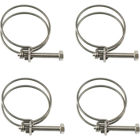 

(4 Pieces) 105-110mm Double Wire Hose Clamp Pipe Tube Clamps 304 Stainless Steel Hose Clips AAA-1103