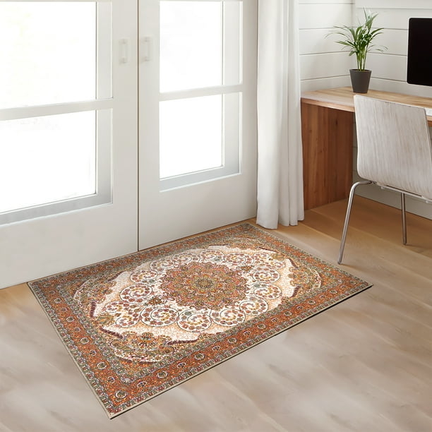 My Magic Carpet Machine Washable Accent Rug Zahara Amber 3X5 Walmart