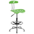 thumbnail image 1 of Vibrant Spicy Lime and Chrome Drafting Stool with Tractor Seat, 1 of 9