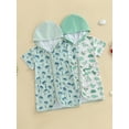 thumbnail image 3 of BemeyourBBs Toddler Baby Girls Boys Swim Cover Up Swimwear Kids Swimsuit Coverup Zip-Up Beach Bathing Suit Robe Short Sleeve Hooded Coverups Beachwear, 3 of 9