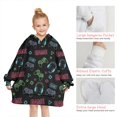thumbnail image 6 of Neon Controllers Games Icons Black Pattern Blanket Hoodies for Kids 6-13YR Oversize Wearable Blanket Hoodies for Boys Girls Teens, 6 of 7