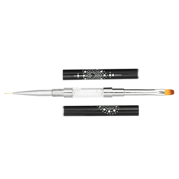 Unique Bargains Double-Ended Nail Art Brushes 3 Pcs Nail Design Tools Kit for UV-Gel Nail Aluminum Nylon Black