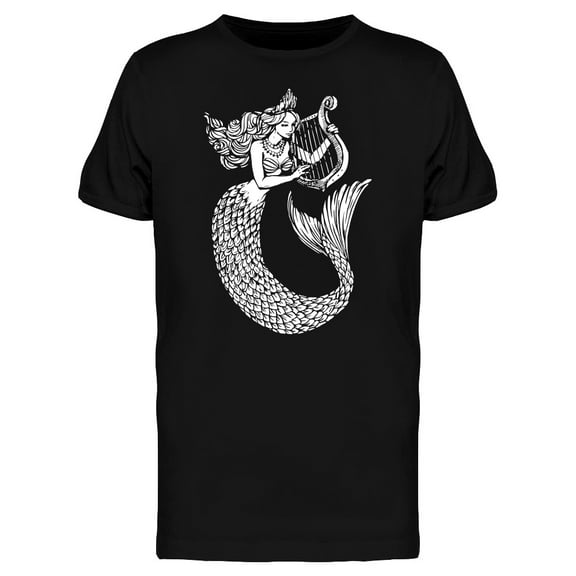 Mermaid Playing Harp Icon T-Shirt Men -Image by Shutterstock, Male Medium
