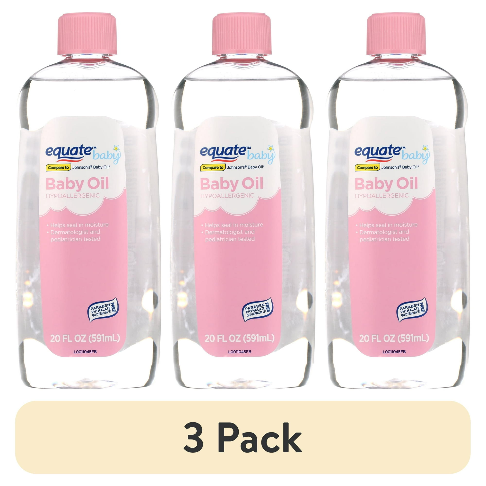 (3 pack) Equate Baby Oil, 20 fl oz