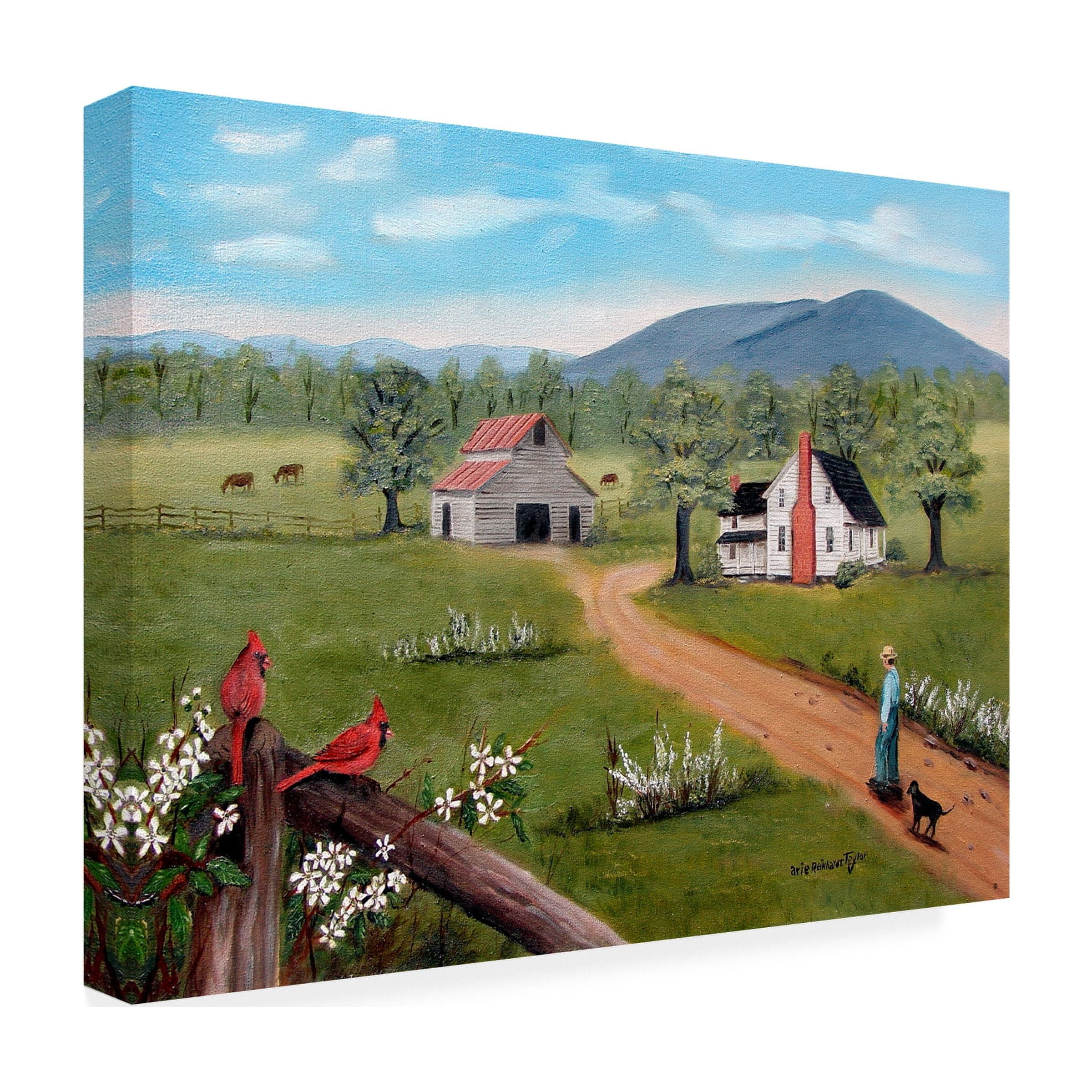 Trademark Fine Art 'Bakers Mtn And Cardinals' Canvas Art by Arie Reinhardt Taylor