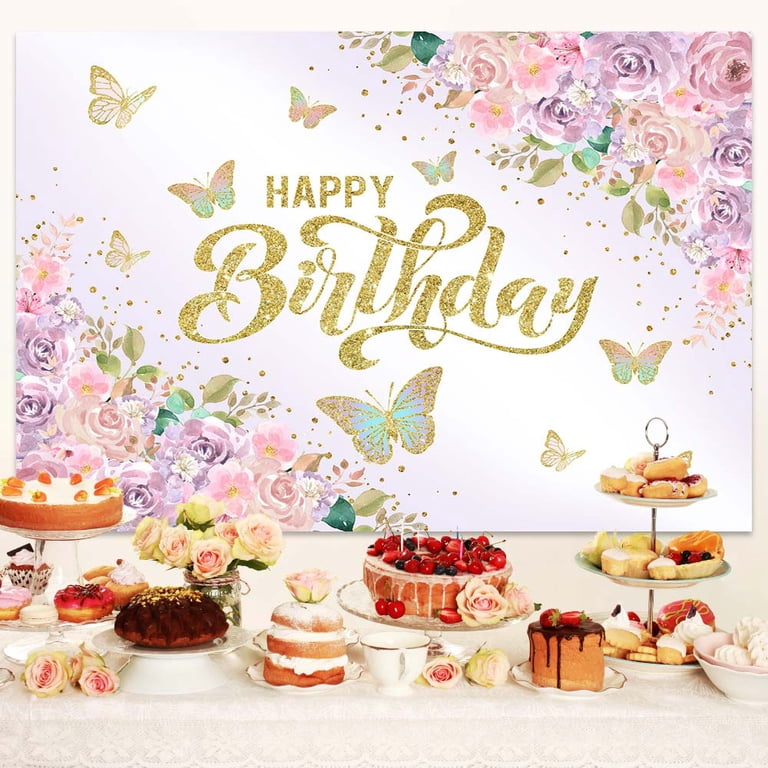 Navy Blue & Gold Birthday Backdrop 10x8ft - Glitter Dots Photo Background For Parties