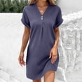 thumbnail image 2 of DHFJKG V Neck Tshirt Dresses For Women Short Sleeve Lightweight Summer Loose Fit Solid Color Mini Dress Casual Daily Wear Versatile Dresses, 2 of 5