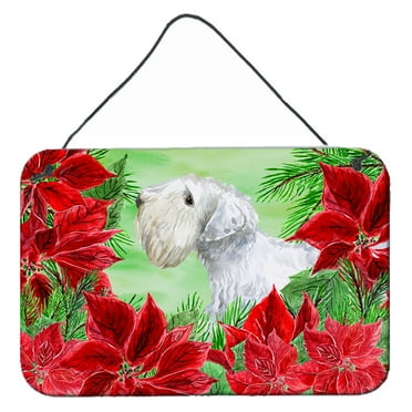 Carolines Treasures CK1332DS812 Sealyham Terrier Poinsettas Wall or Door Hanging Prints  8x12 multicolor