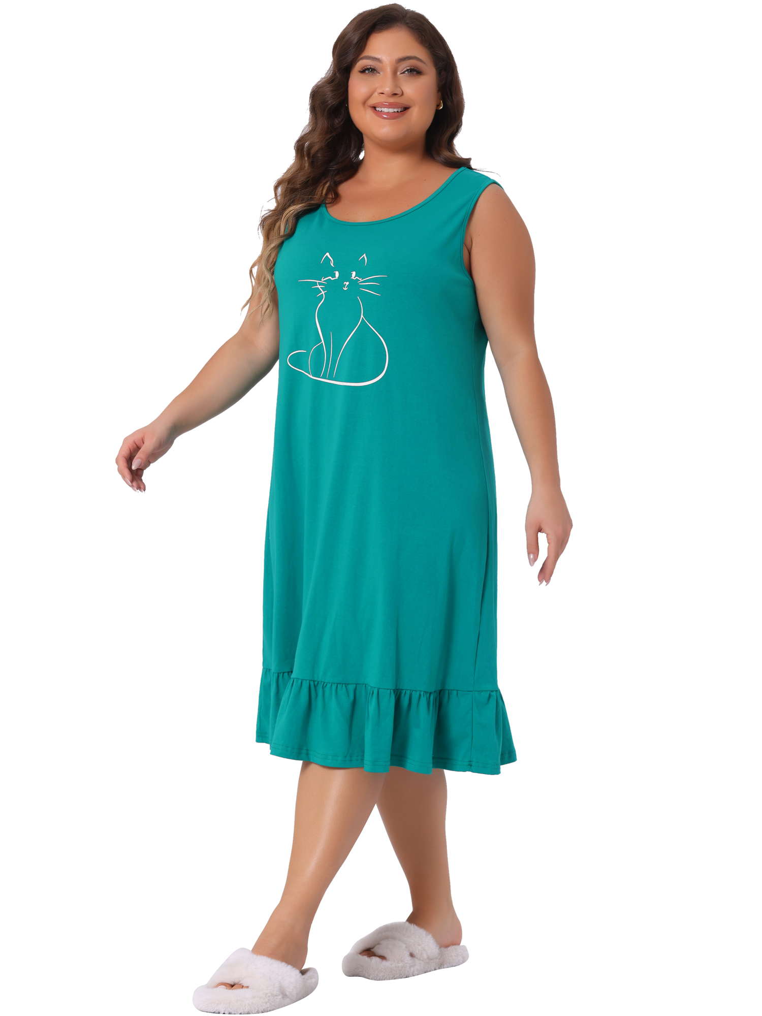 DARING DIVA Women's Plus Size Sleeveless Nightgown Soft Sleepwear Pajamas 1X Green