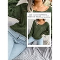 thumbnail image 6 of STARVNC Women Crew Neck Long Sleeve Buttons Cable Knit Ribbed Sweater, 6 of 7