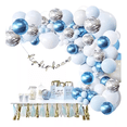 thumbnail image 1 of Decoracion Fiestas Globos Glitter Confeti, Azul Blanco/Plata, 1 of 5
