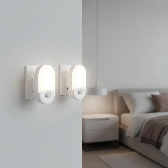 LOHASLED 2 Pack Cool White 5000K Motion Sensor Night Light with Dimmer