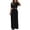 *Black, variant on VBVC Women's Short Sleeve Crop Top 2 Piece Outfit , Formal Wide Leg Pant Set For Women , Ladies' High Waist Party Tracksuit with Pockets,Black,S-3XL