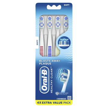 Oral-B Healthy Clean Toothbrushes, Soft Bristles, 4