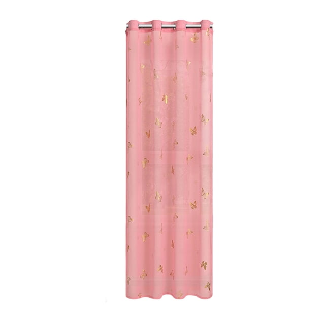 Rideau Transparent 100X130 cm Polyester Rose Or Estampé Motif Papillon Rideau de Fenêtre pour Déco Maison