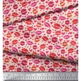 thumbnail image 2 of Soimoi White Rayon Crepe Fabric Heart & Lips Women Decor Fabric Printed Yard 46 Inch Wide, 2 of 3