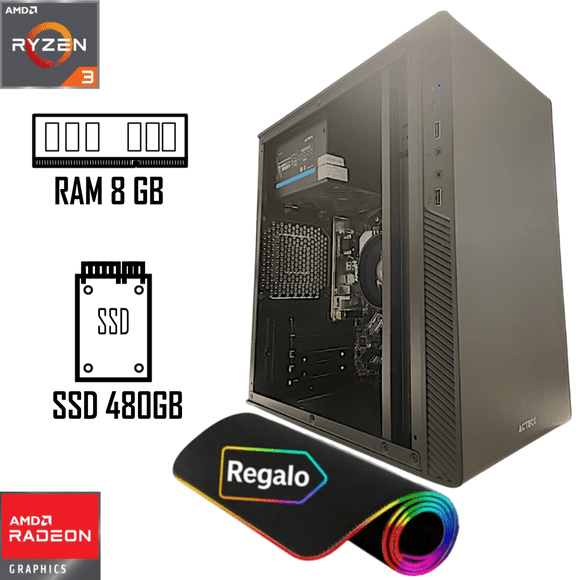 PC gamer Ryzen 3 3200G AMD SSD 480GB RAM de 8GB