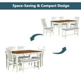thumbnail image 3 of Euroco 6-Piece Mid-Century Solid Wood 3-Drawer Dining Table Set, Walnut Top/Butter Milk Frame, 3 of 8