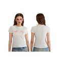 thumbnail image 4 of Mialoley Hauts pour Femmes Coupe Ajustée Col Rond Manches Courtes T-shirt Imprimé Nœud Mignon pour l'Été, 4 of 9