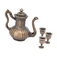 thumbnail image 4 of HILABEE 1:12 Dollhouse Mini Metal Flagon with Cups Diorama Scenery Simulation Teapot Set Brown, 4 of 9