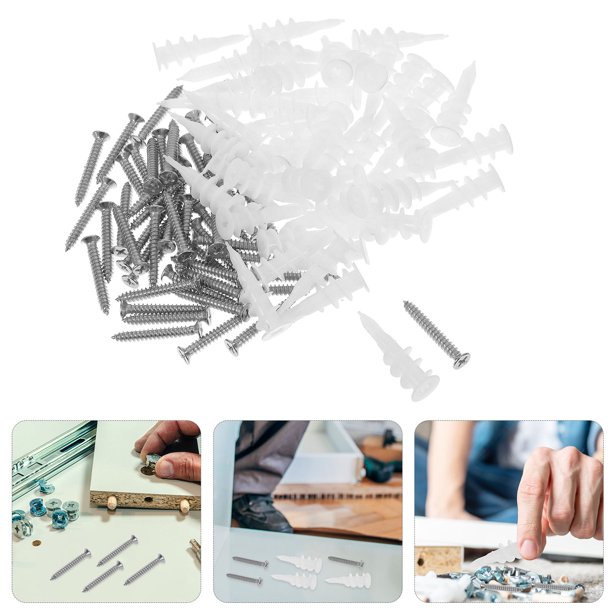 OUNONA 50Jgo Tornillos Con Tubo De Expansión Y Anclajes Para Fixación Firme En Drywall