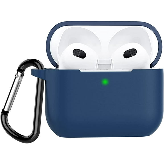 AirPods 3 Case, Protective Silicone Case Cover with Keychain for Apple AirPods 3rd Generation 2021, [US Patent Registered] - Deep Blue