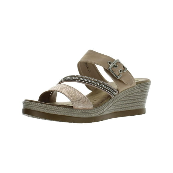Good Choice Womens Monica Faux Suede Cushioned Footbed Wedge Sandals