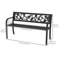 thumbnail image 3 of Outsunny Outdoor Bench with Floral Pattern Backrest, Patio Loveseat, Black, 3 of 10