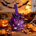 thumbnail image 5 of Yhmxh Halloween Trick or Treat Bags, Drawstring Candy Gift Bags with Ribbon Bow, Reusable Halloween Goodie Bags, Treat Bags with Pumpkin, Bat, Ghost Prints for Party Favors, Halloween Giveaways, 5 of 6