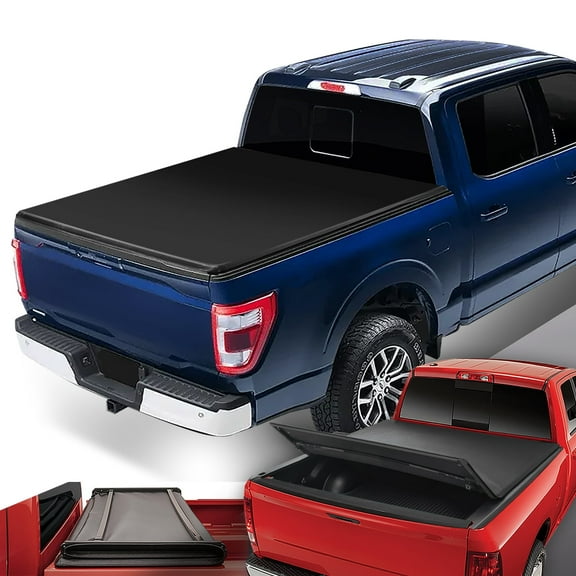DNA Motoring Waterproof Tri-Fold Soft Top Trunk Bed Tonneau Cover for 2004-2014 Ford F150