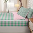 thumbnail image 5 of Manfei Classic Plaid Zipper Full Size Comforter Sets with Fitted Sheet and 2 Pillowcases,Vintage Checkered Zipper Bedding Set,Pink Green,Pink Reversible,4pcs, 5 of 8