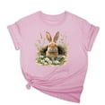 thumbnail image 2 of Xuyuer Easter Shirts for Women Rabbit Bunny Women's Lover Printed T-shirt Round Neck Short Sleeved Happy Easter Day Graphic Short Sleeve Tee Tops, 2 of 7