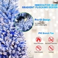 thumbnail image 3 of 7FT Blue Gradient Flocked Pencil Christmas Tree with 300 Warm White LED Lights, 725 Tips, Hinged Branches, Slim Design, Metal Stand  Narrow Prelit Tree for Holiday Home Decor, 3 of 9