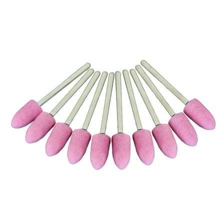 TMAX 10 pc 8 mm (5/16 Inch) Bullet Pink Aluminum Oxide Mounted Stone Point Grinding Abrasive, 1/8 Inch Shank for Dremel and Other Rotary Tools