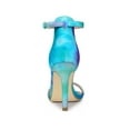 thumbnail image 2 of BLISSFUL STEP Mother's Day Women's Sandals Stiletto Heels Ankle Strap Tie Dye Sandals Cyan 9, 2 of 7