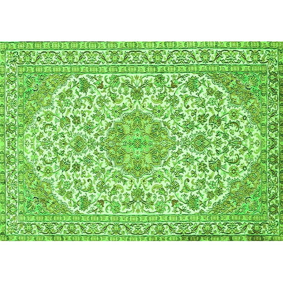 Ahgly Company Indoor Rectangle Medallion Green Traditional Area Rugs, 5' x 8'