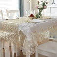 thumbnail image 2 of Table Cloth Gold Velvet Silver Europe Luxury Embroidered Table Dining Table Cover Rectangle TableCloths Lace Cabinet Dust Cover (HM898,85X235cm), 2 of 7